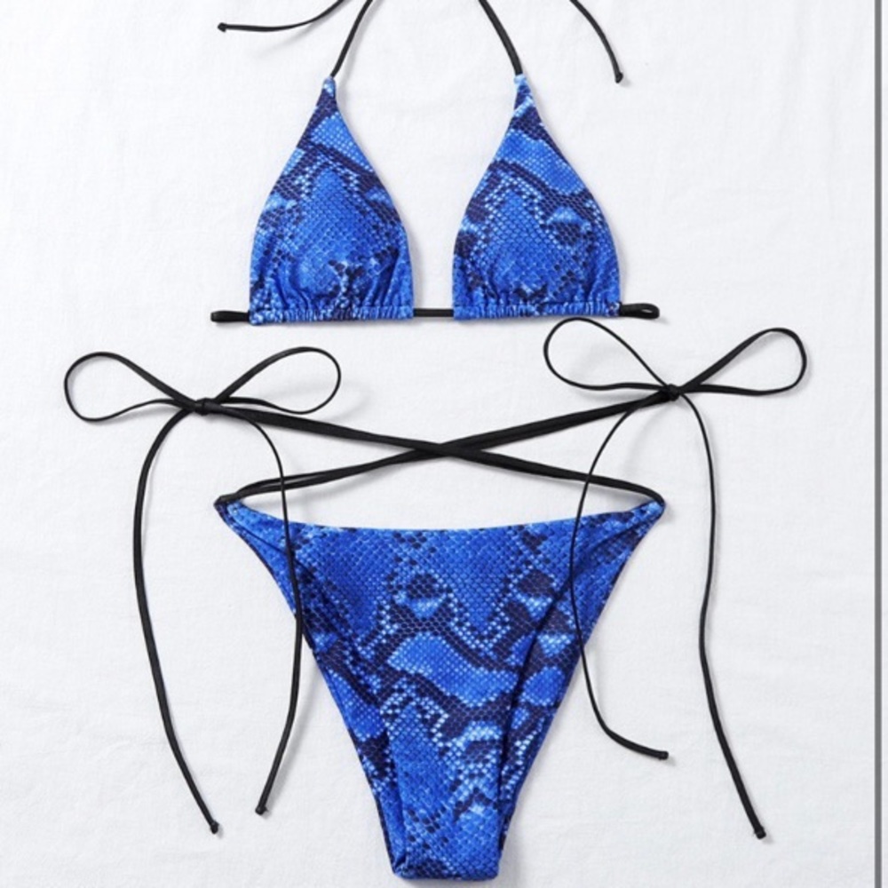 Shein snake print wrap bikini